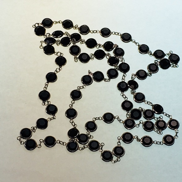 Black bezel set necklace 39” - Picture 3 of 3